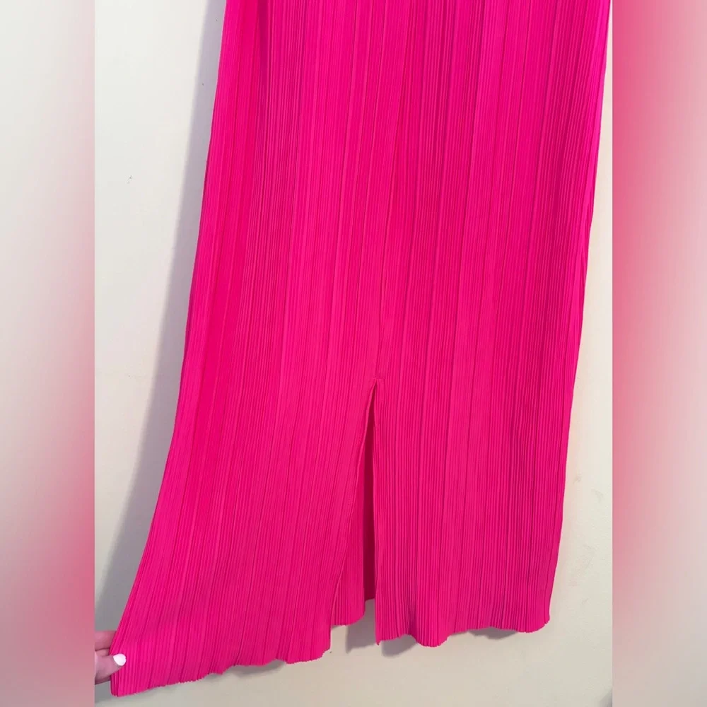 NWT Womens A New Day Hot Pink Pleated Halter Neck Thin Breathable Dress Sz Large - Picture 9 of 15